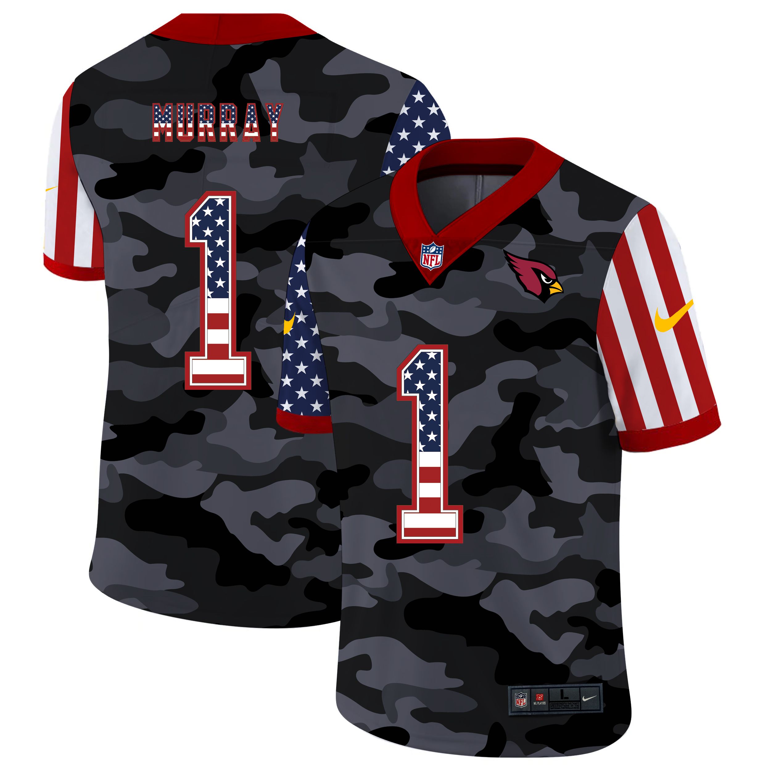 Men Arizona Cardinals 1 Murray 2020 Nike USA Camo Salute to Service Limited NFL Jerseys